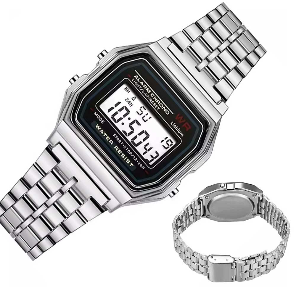 New Classic Retro Digital Unisex Silver Bracelet Watch With Watch Box