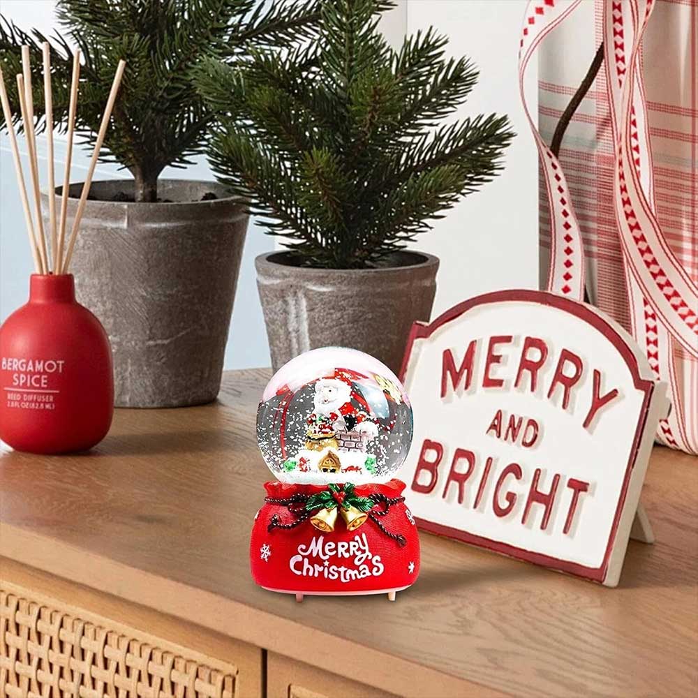 LED Santa Snow Globe – Musical Christmas Snow Globe with Colour Changing Light