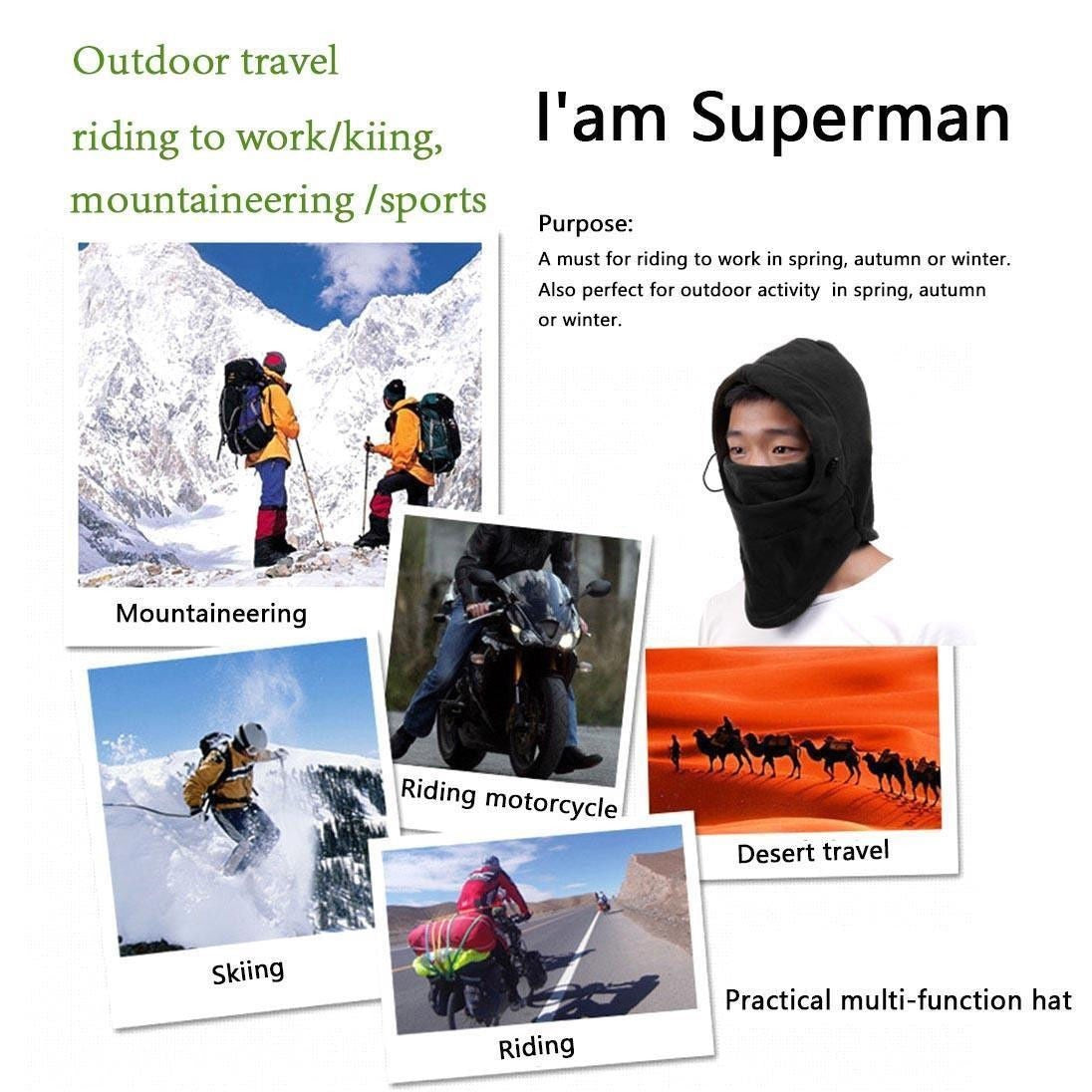 Winter Ski Warm Hood – Outdoor Double Layer Thick Fleece Windproof Cap