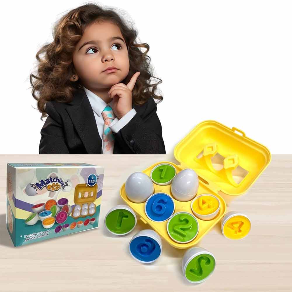 6-Piece Matching Eggs – Colour Number Sorter, Montessori Sensory Puzzle