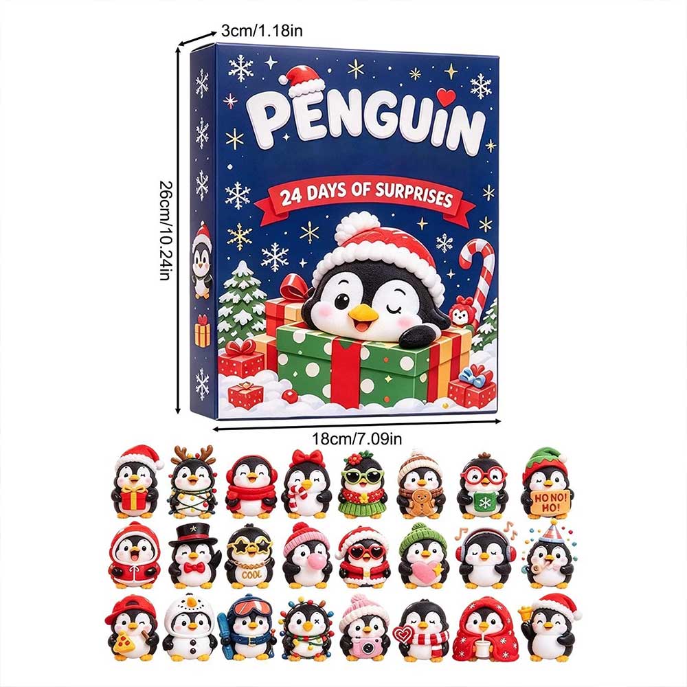 Christmas Countdown Calendar – 24-Day 3D Penguin Animal Figure Decor Set