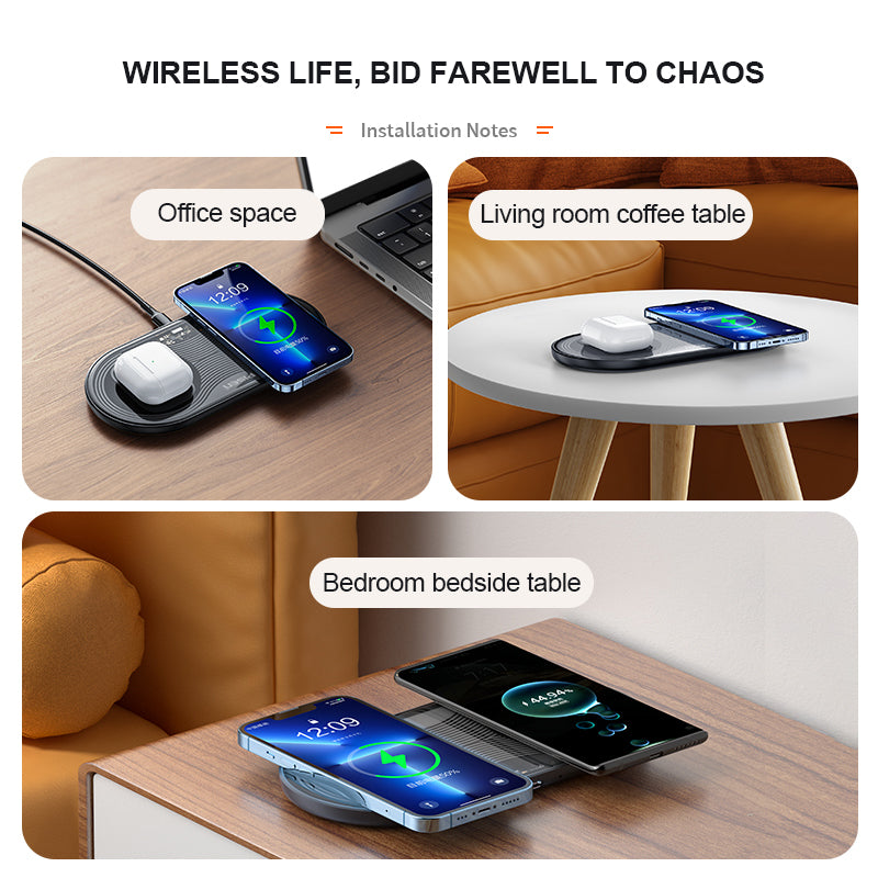 3-in-1 Wireless Charger – Transparent Station for iPhone AirPods Watch, Fast Charge
