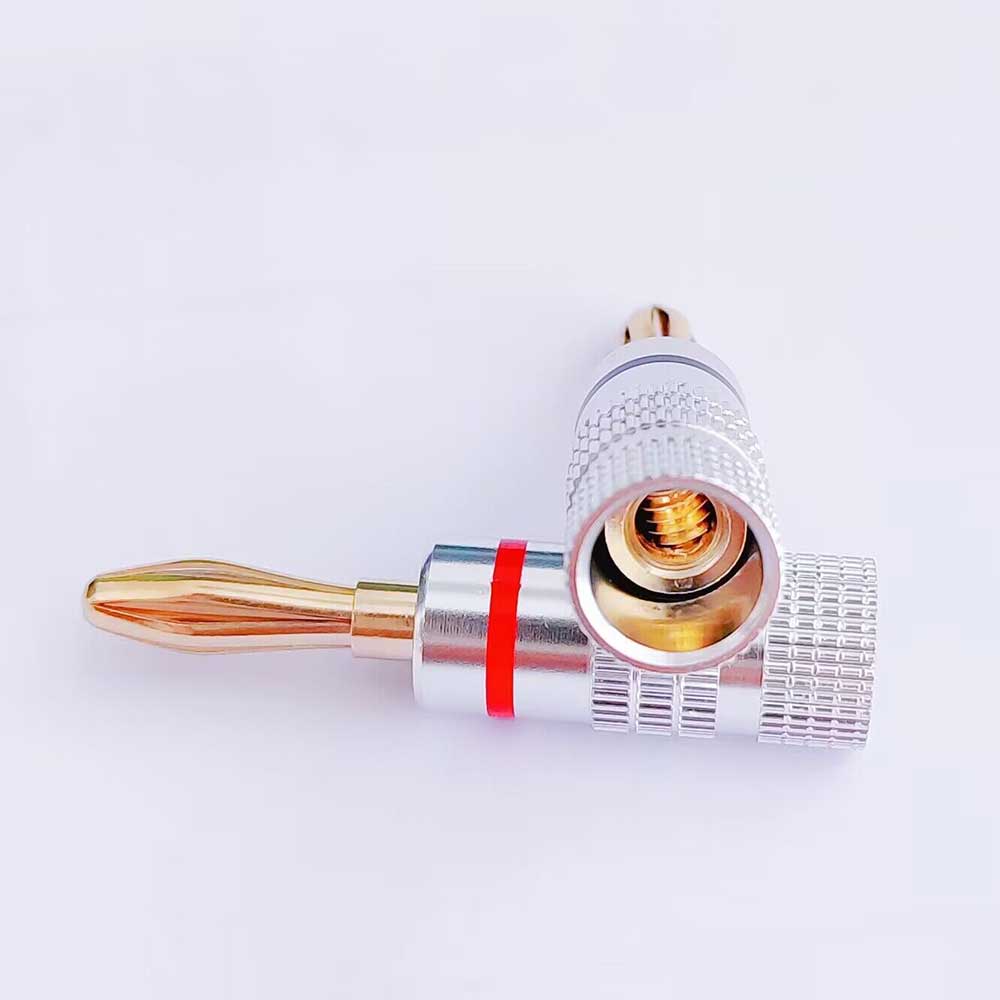 8 PCS Professional Banana Plugs - 24K Gold Plated HiFi Audio Connectors Red Black