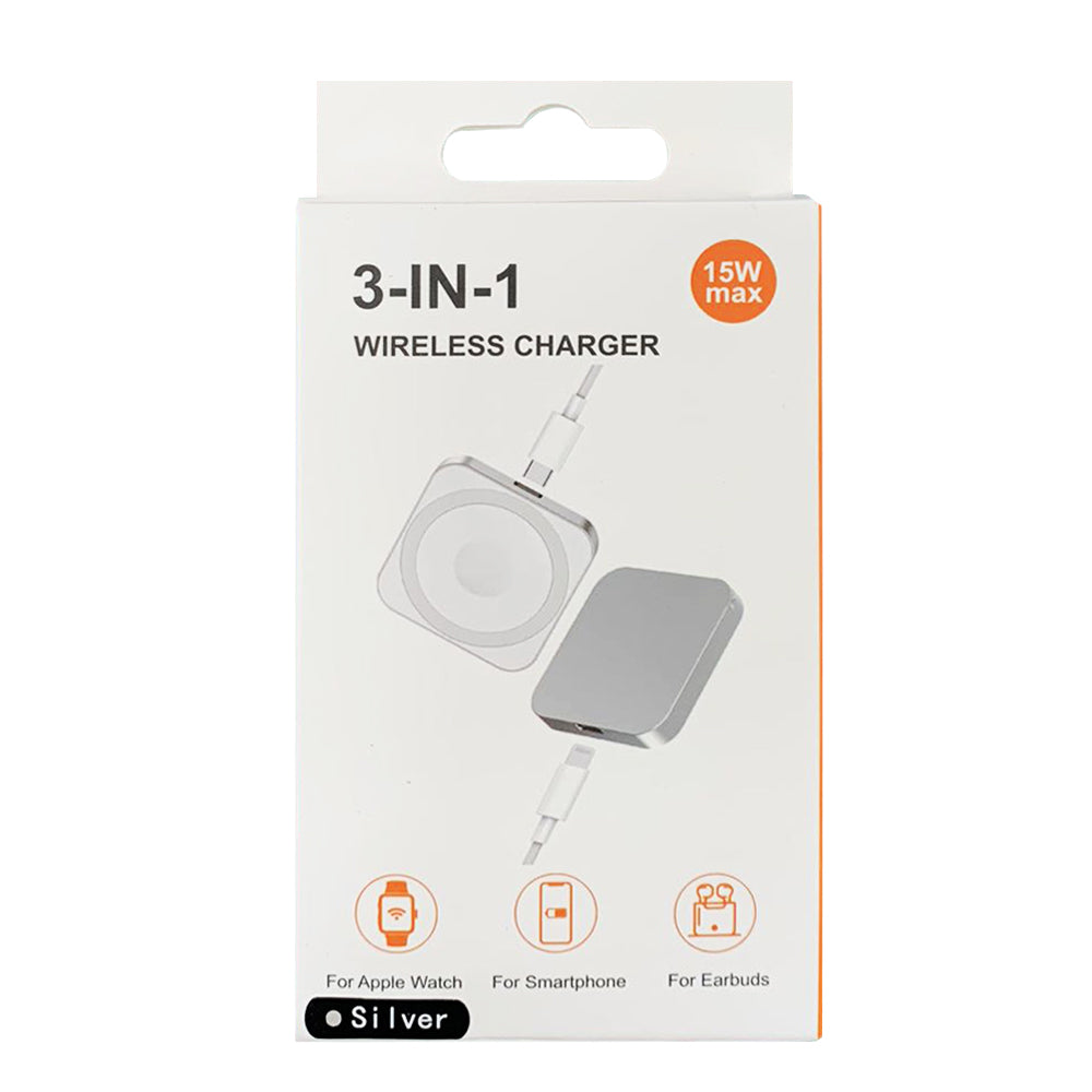 3-in-1 Wireless Charging Pad with MagSafe Portable silver
