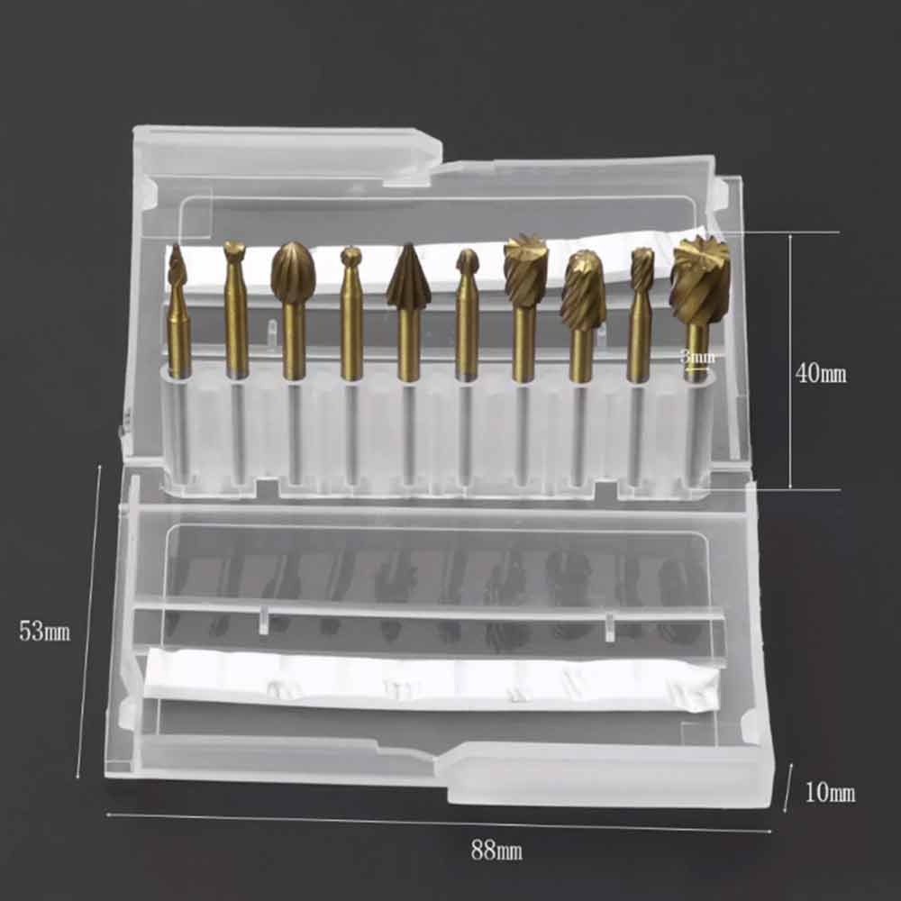 10Pcs HSS Routing Wood Carving Tools Rotary Drill File Router Bit For Dremel