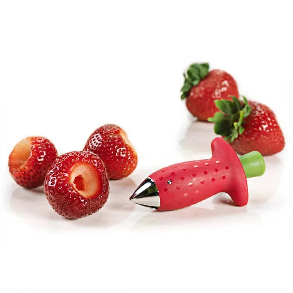 Strawberry Slicer & Corer Tool - Huller Fruit Leaf Stem Remover