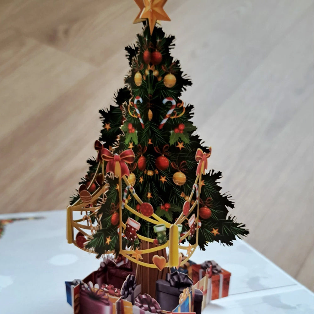 3D Pop-Up Christmas Tree Card – Festive Greeting Card with Display-Ready Design