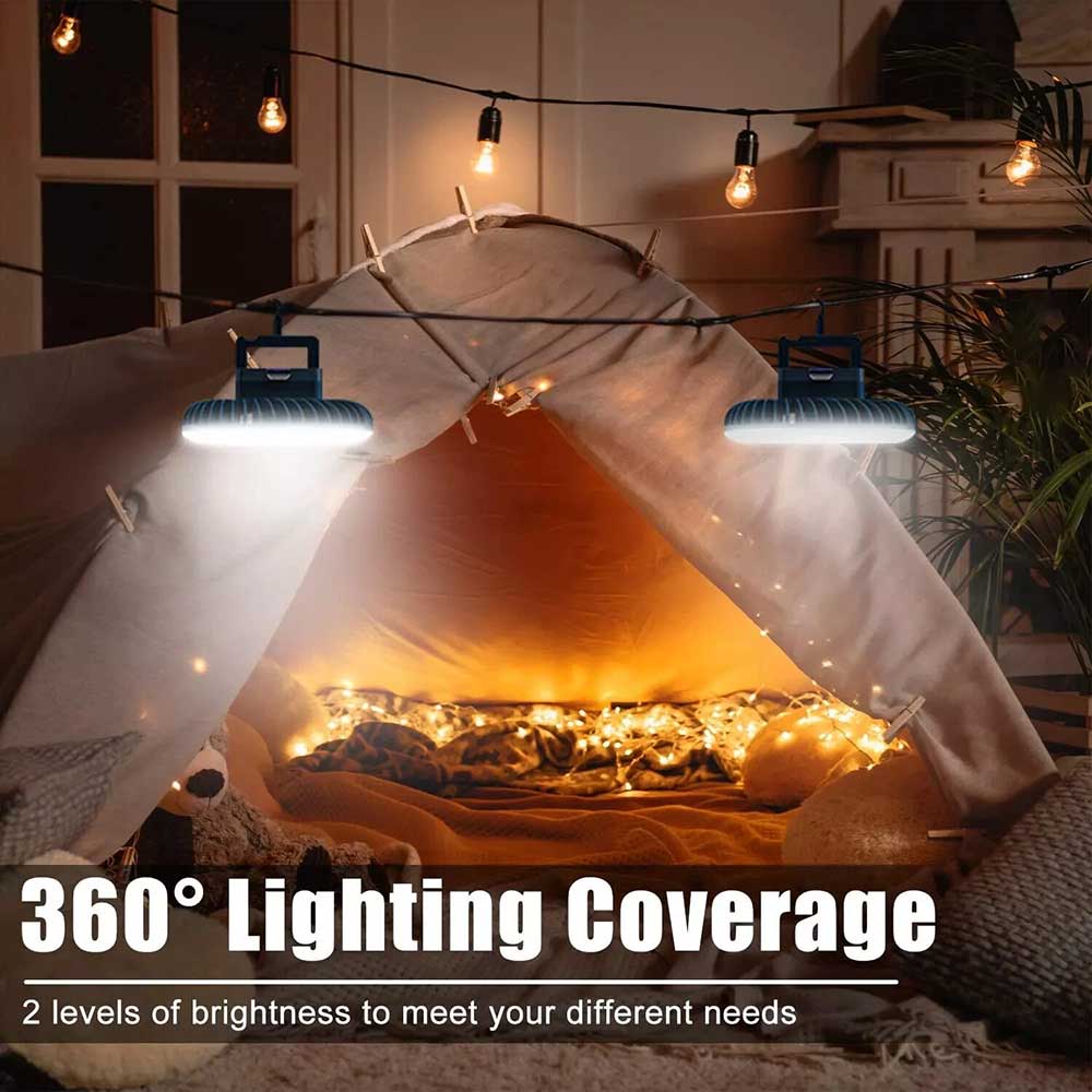 Portable Solar 1200mAh Outdoor Camping Fan LED Light Tent Lantern USB Rechargeable W/ Hook