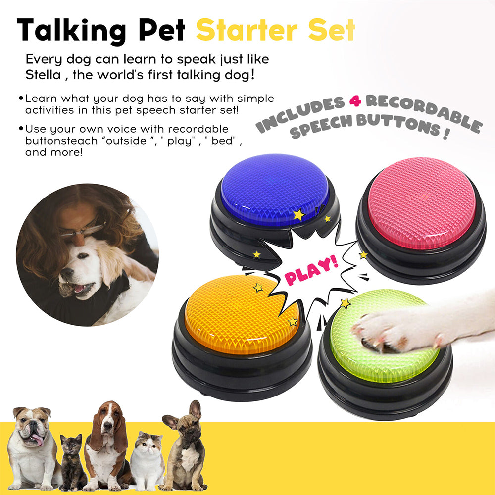 4X Pet Starter Recordable Talking Speaking Button Dog Training Communication Toy