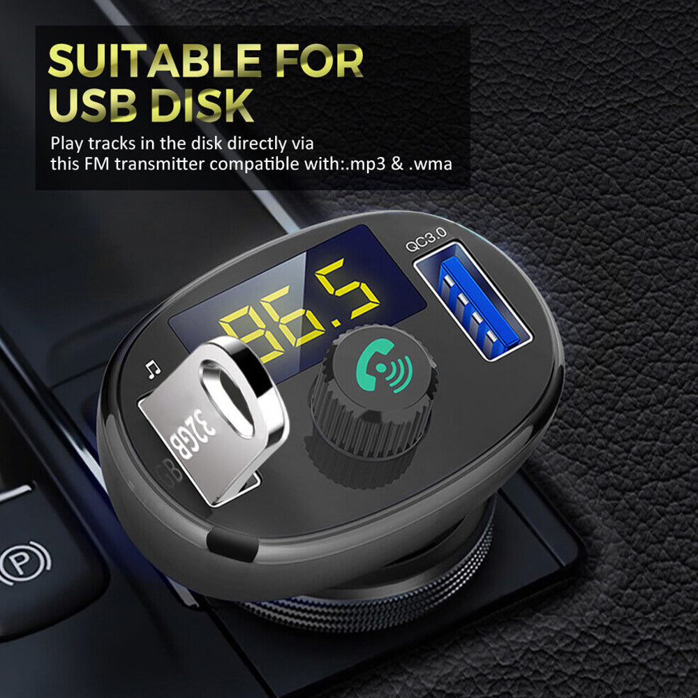 Bluetooth 5.0 Radio Car Kit Wireless FM Transmitter Dual USB Charger MP3 Player