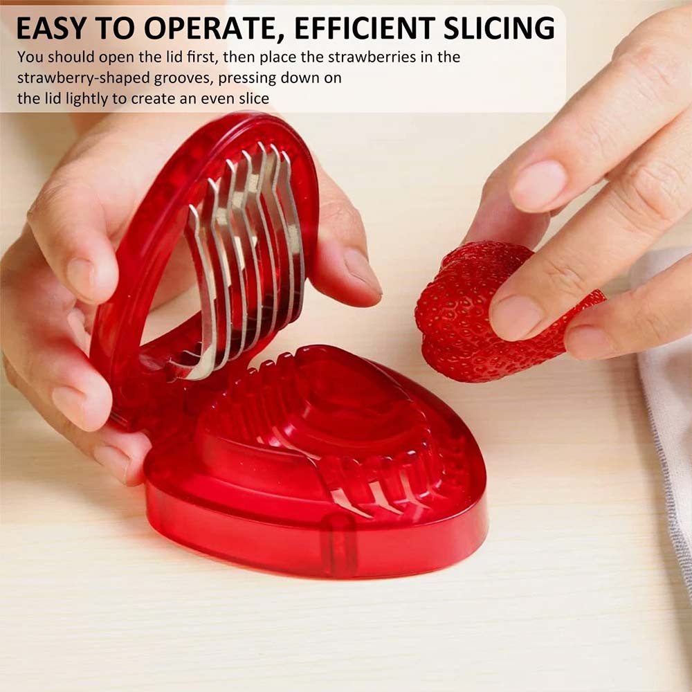 Stainless Steel Strawberry Slicer - Fruit Cutter with 7 Blades for Even Slicing