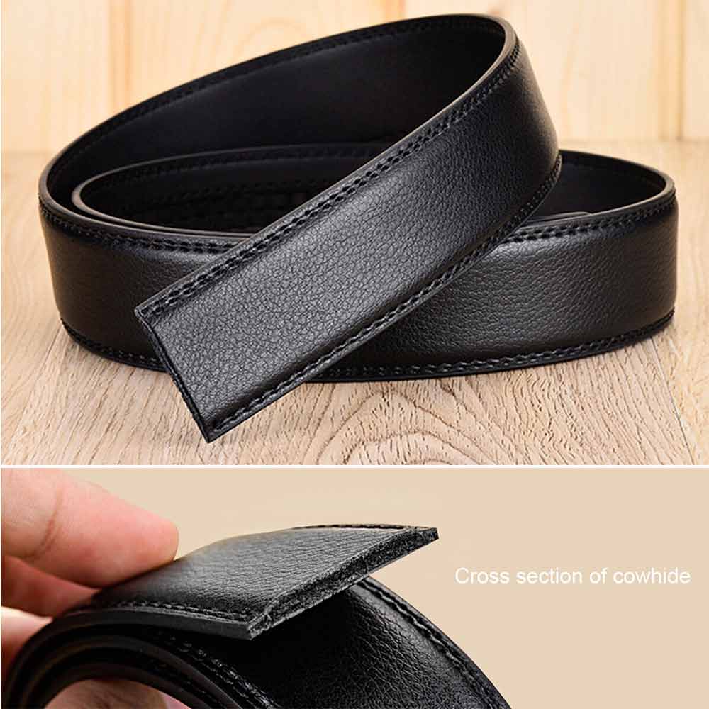120cm Fashion Mens Leather Ratchet Belt Automatic Buckle Waistband Waist Strap