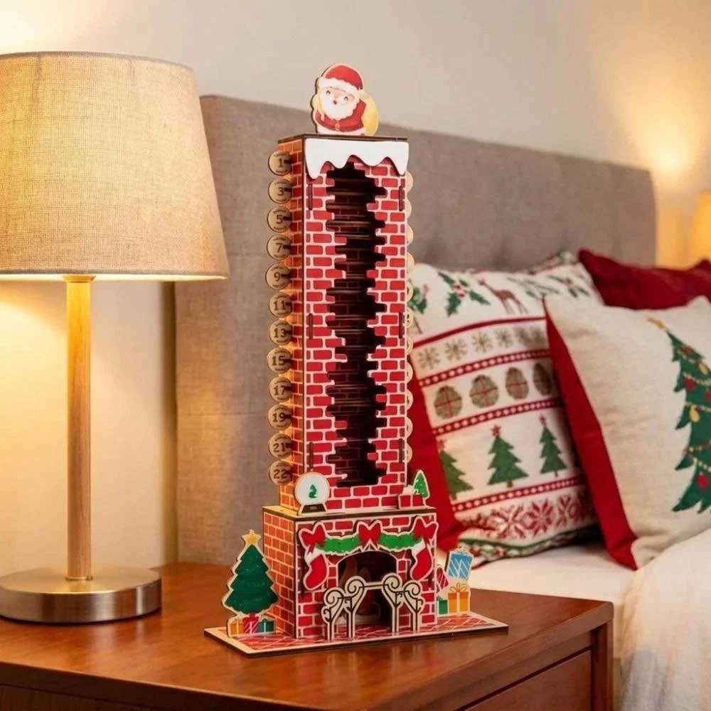 24-Day Santa Chimney Advent Calendar – Wooden Christmas Countdown Puzzle