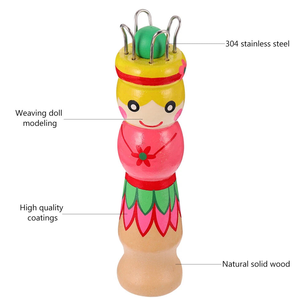 Large Wooden Knitting Spool Doll – French Knitting & Corking Tool for Beginners, Educational Hand Weaving Craft Kit