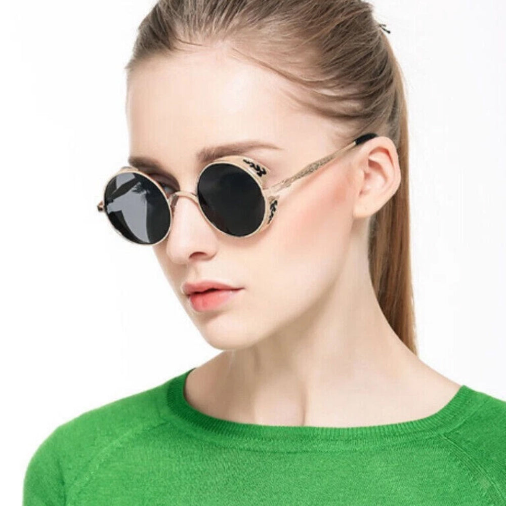 Steampunk Polarized Sunglasses Men Women UV400 Driving Retro Round Glasses