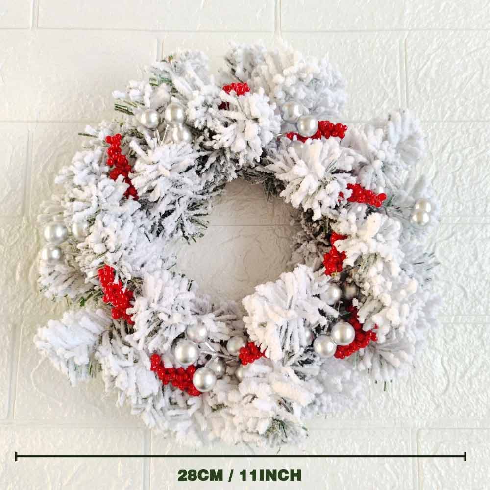 Christmas Berry Candle Ring – Snowy Wreath Table Centrepiece for Holiday Decor