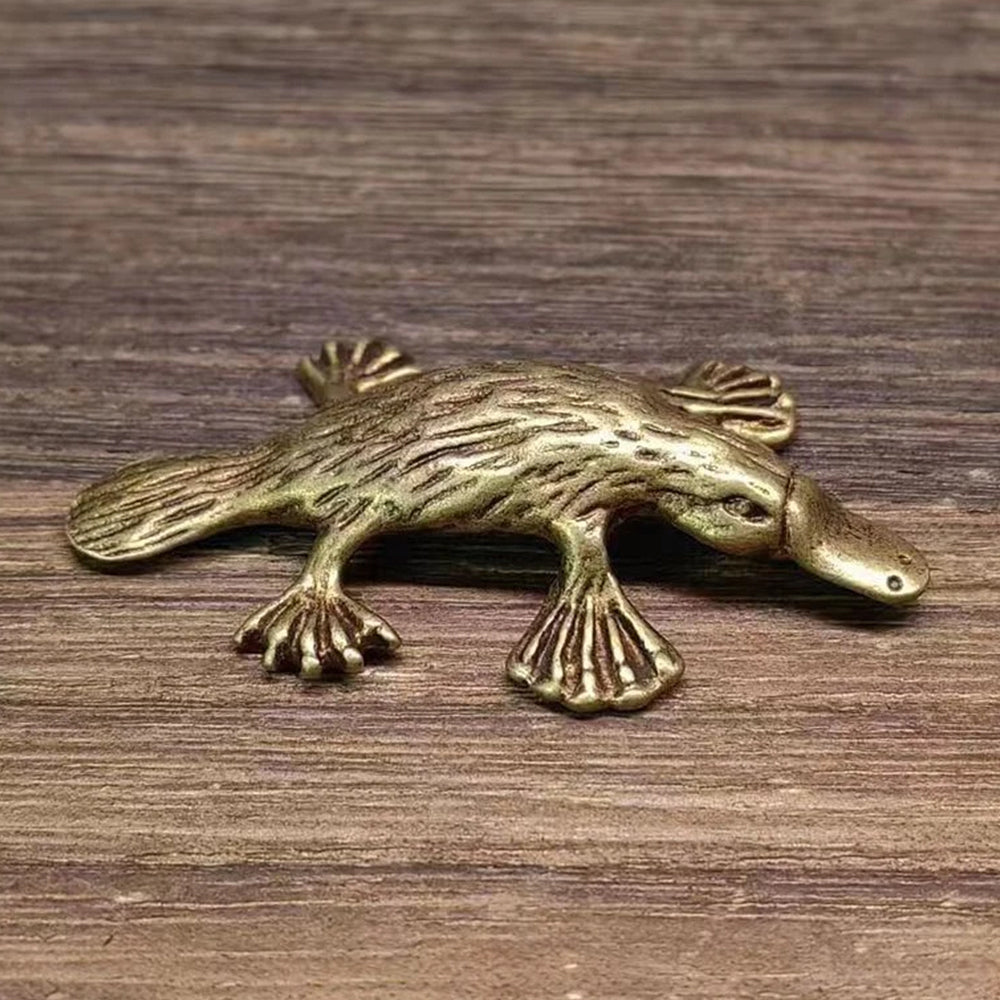 2x Brass Platypus Statue - Tea Pet Figurine Home Desktop Decor Ornaments