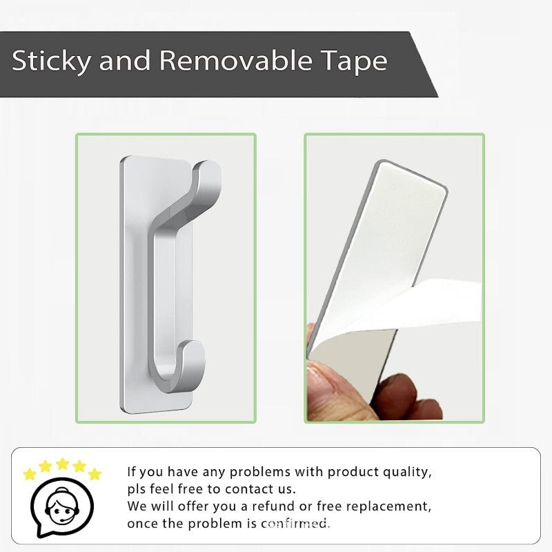 4x Self Adhesive Hooks Sticky Extra Strong Hanging up to 6KG Metal Heavy Duty