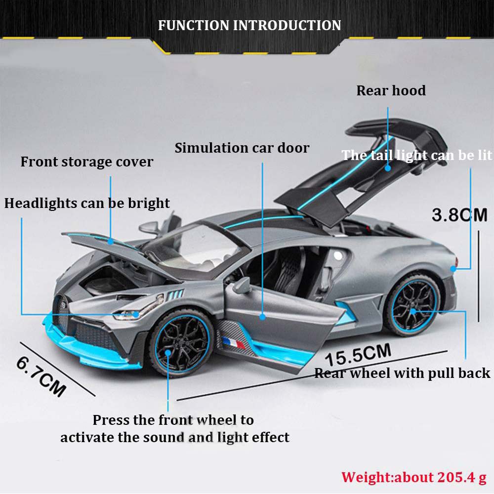 Diecast Bugatti Divo 1:32 – Alloy Model Car with Light, Music & Open Doors