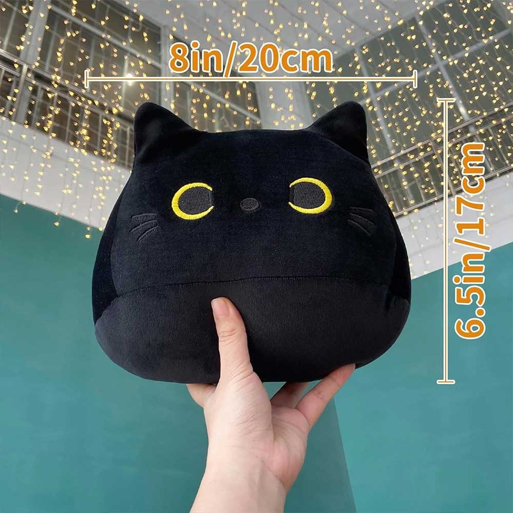 Black Cat Plush 25cm - Cute Soft Stuffed Kitten Toy, Kawaii Plushie Gift
