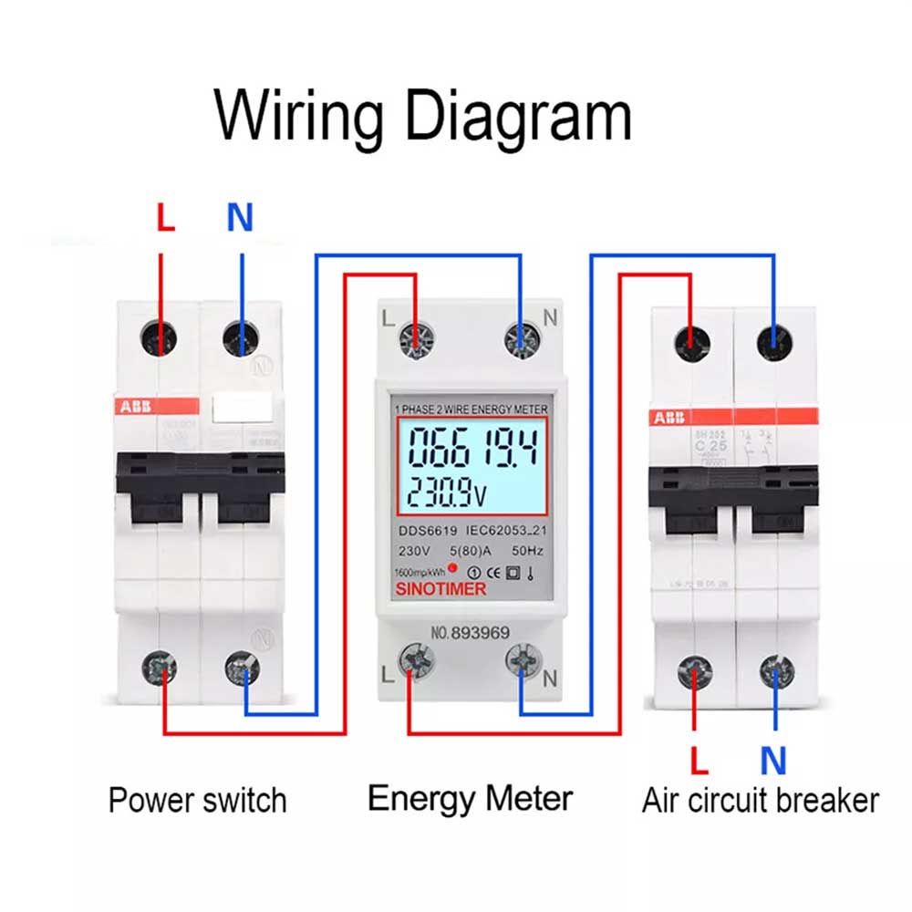 Digital KWH Electric Meter LCD Display 220V 230V Power Meter 50 60Hz for Indoor