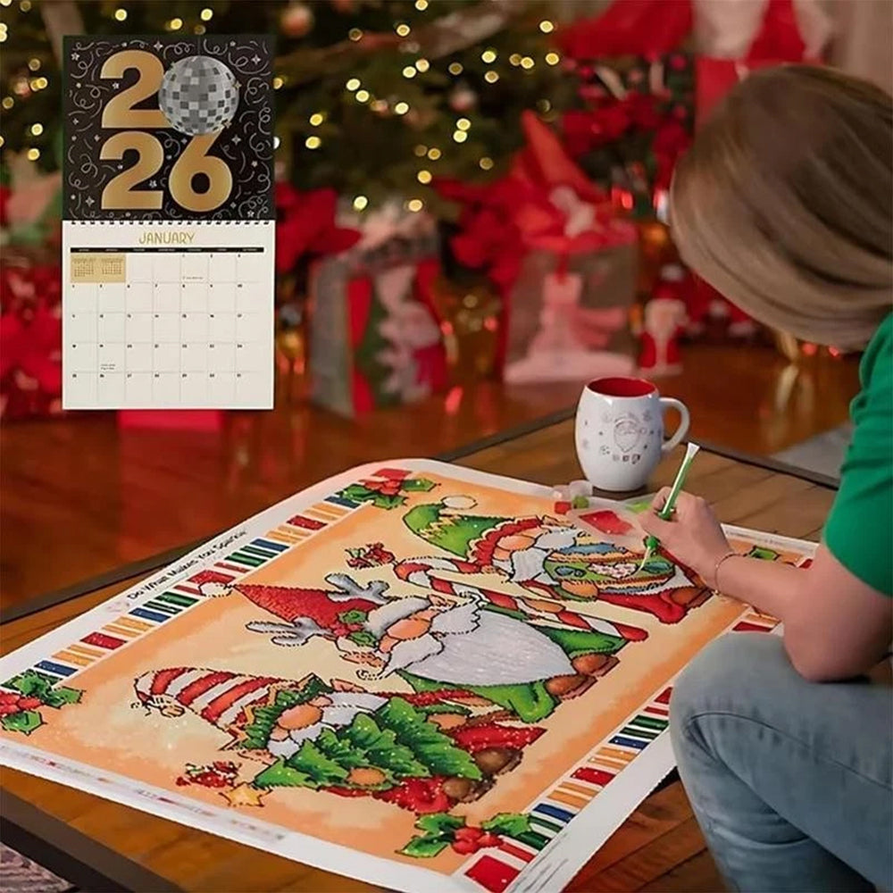 2026 DIY Diamond Painting Wall Calendar Kit – 12-Month Sparkling Art Calendar