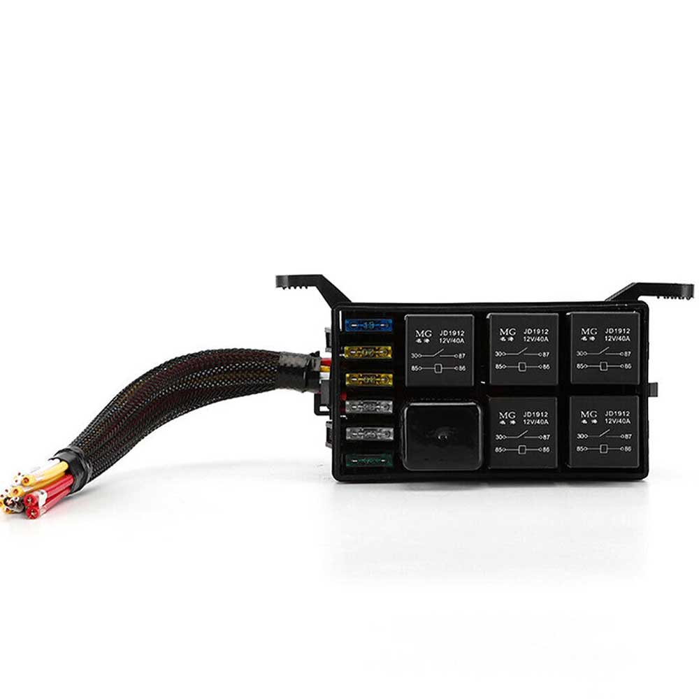 6-Way 12V Auto Waterproof Fuse Relay Holder Box Block 40A Relays with ATC Fuse