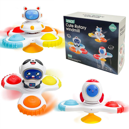 Baby Toys 3pcs Fidget Spinner Space Bath Spinner Space Suction Cup Fun Play Set