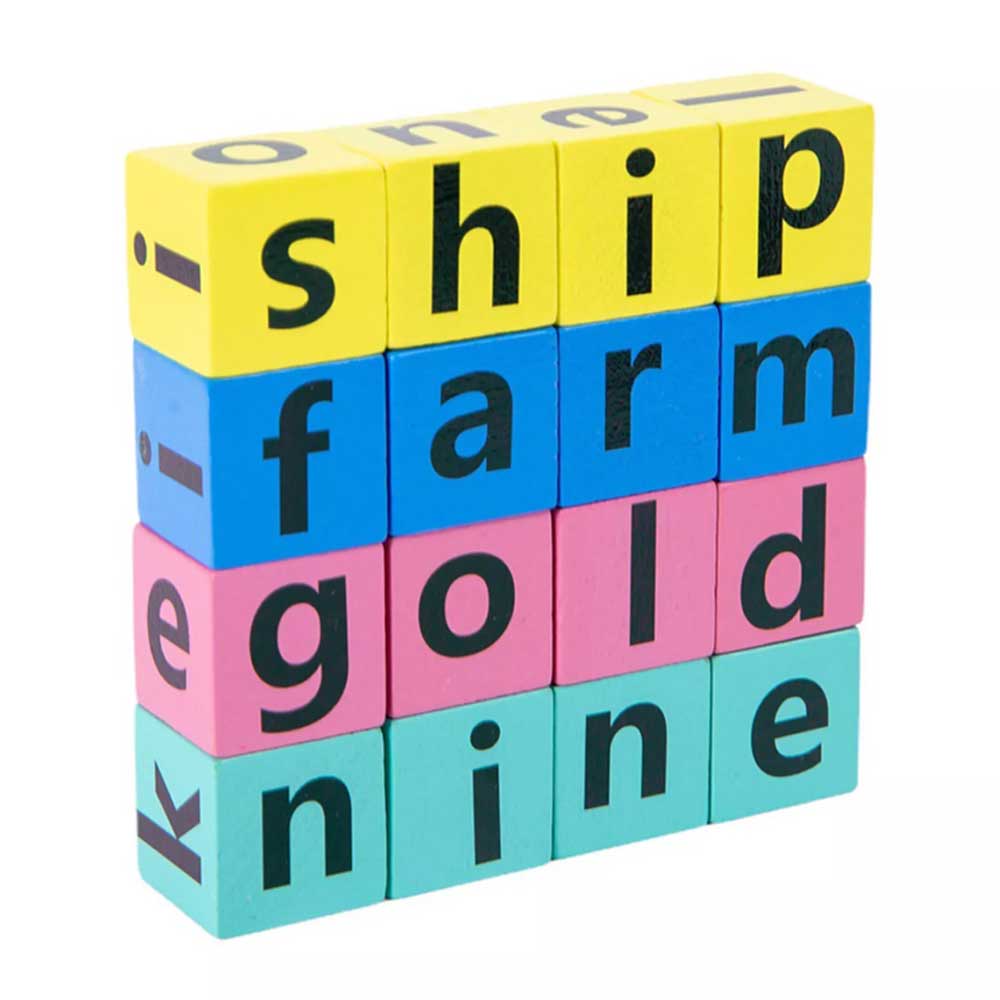 16Bricks Montessori English Words Spelling Game Educational Toys Wooden Crossword Puzzles