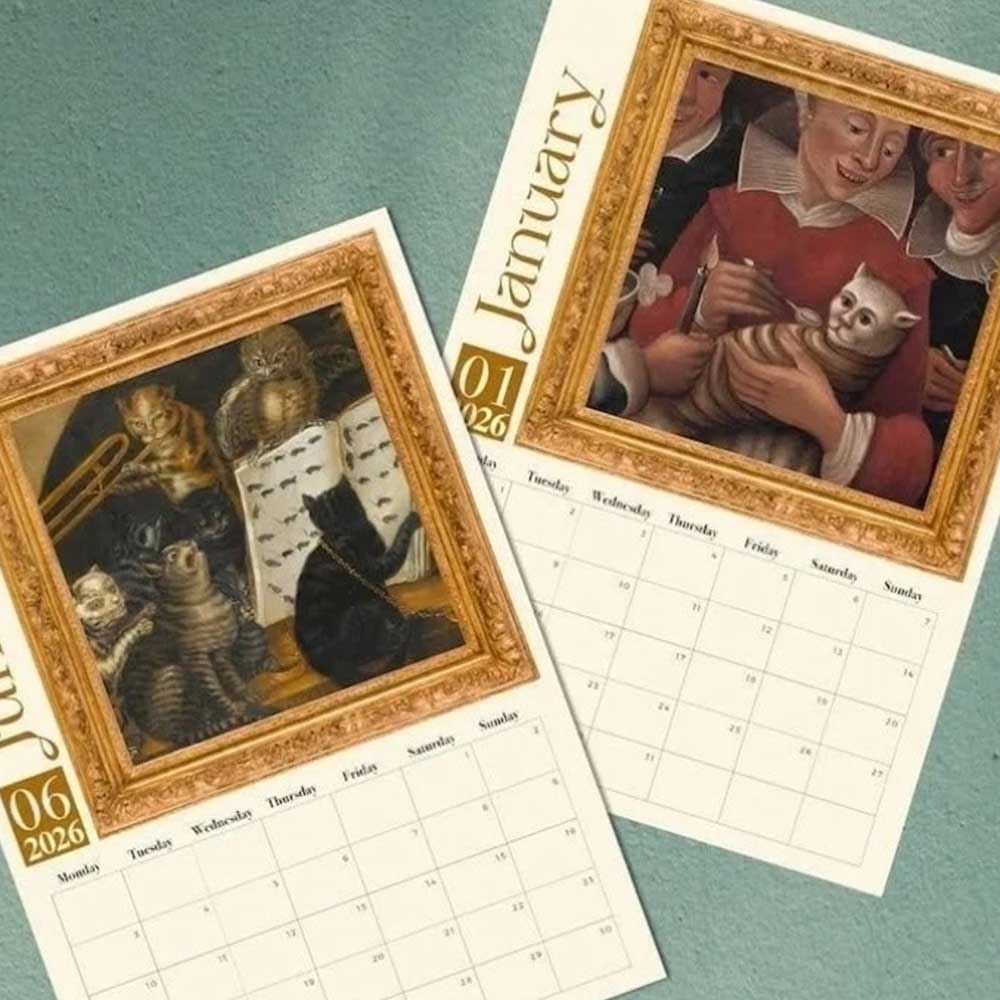 2026 Weird Medieval Cats Calendar - Funny Ugly Cat Art Gag Wall Calendar