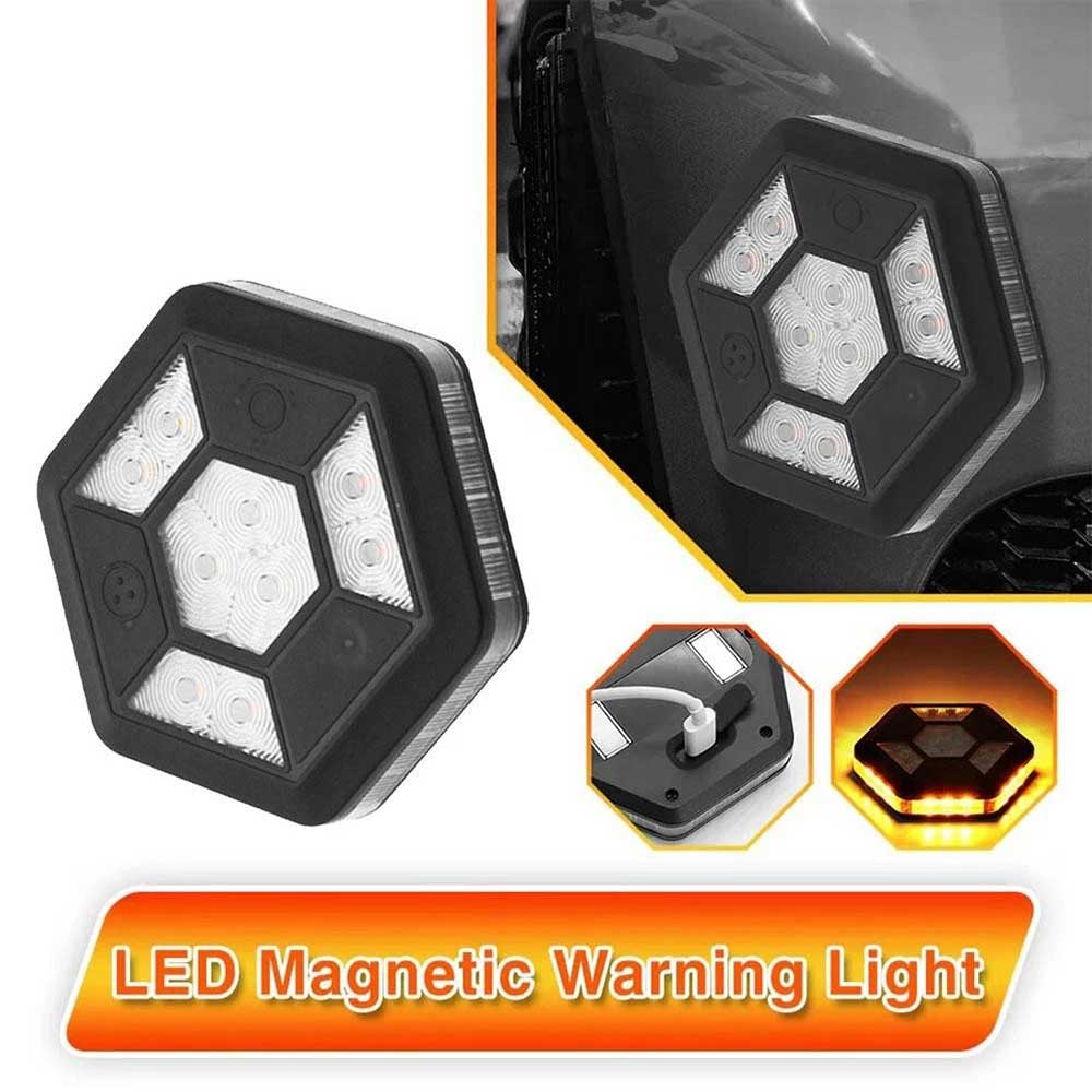 360° Rotating LED Magnetic Car Warning Light - Rechargeable Flashing Safety Beacon