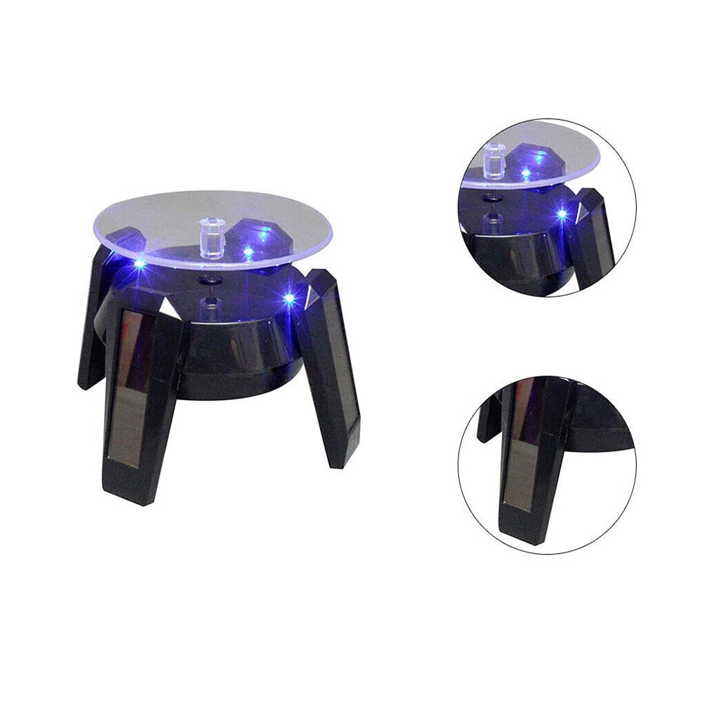Solar Battery Powered 360 Display Turntable Rotating Stand & Rack Jewelry Phone
