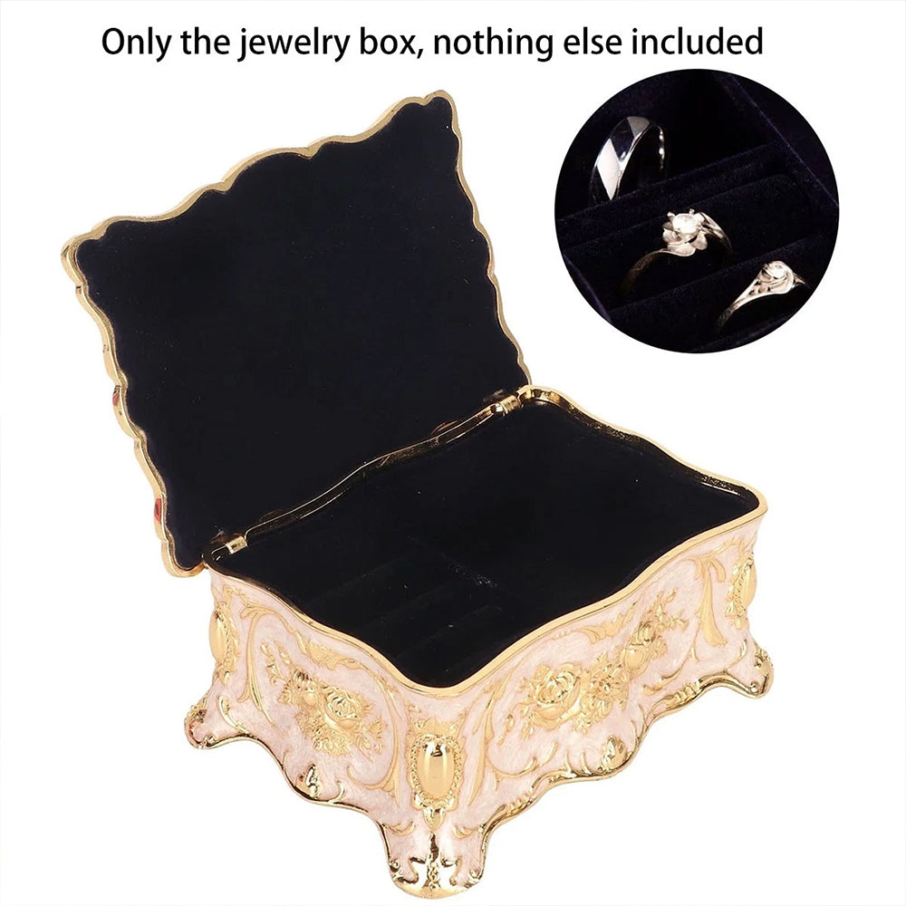 Jewellery Storage Box – Vintage Alloy Organiser, Ring Necklace Case Gift