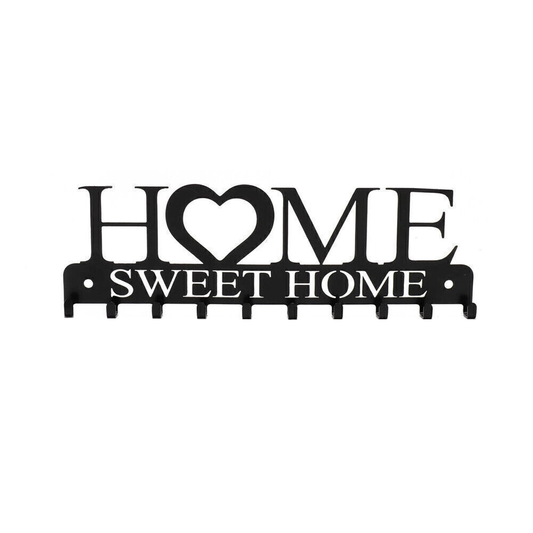 Iron Wall Mounted Home Sweet Home Hanging Hanger Hooks Hat Key Holder Rack Shelf