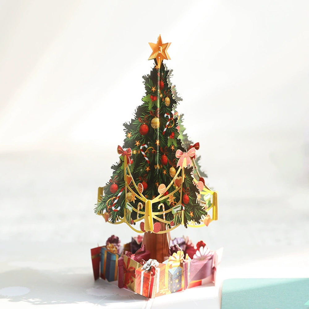 3D Pop-Up Christmas Tree Card – Festive Greeting Card with Display-Ready Design