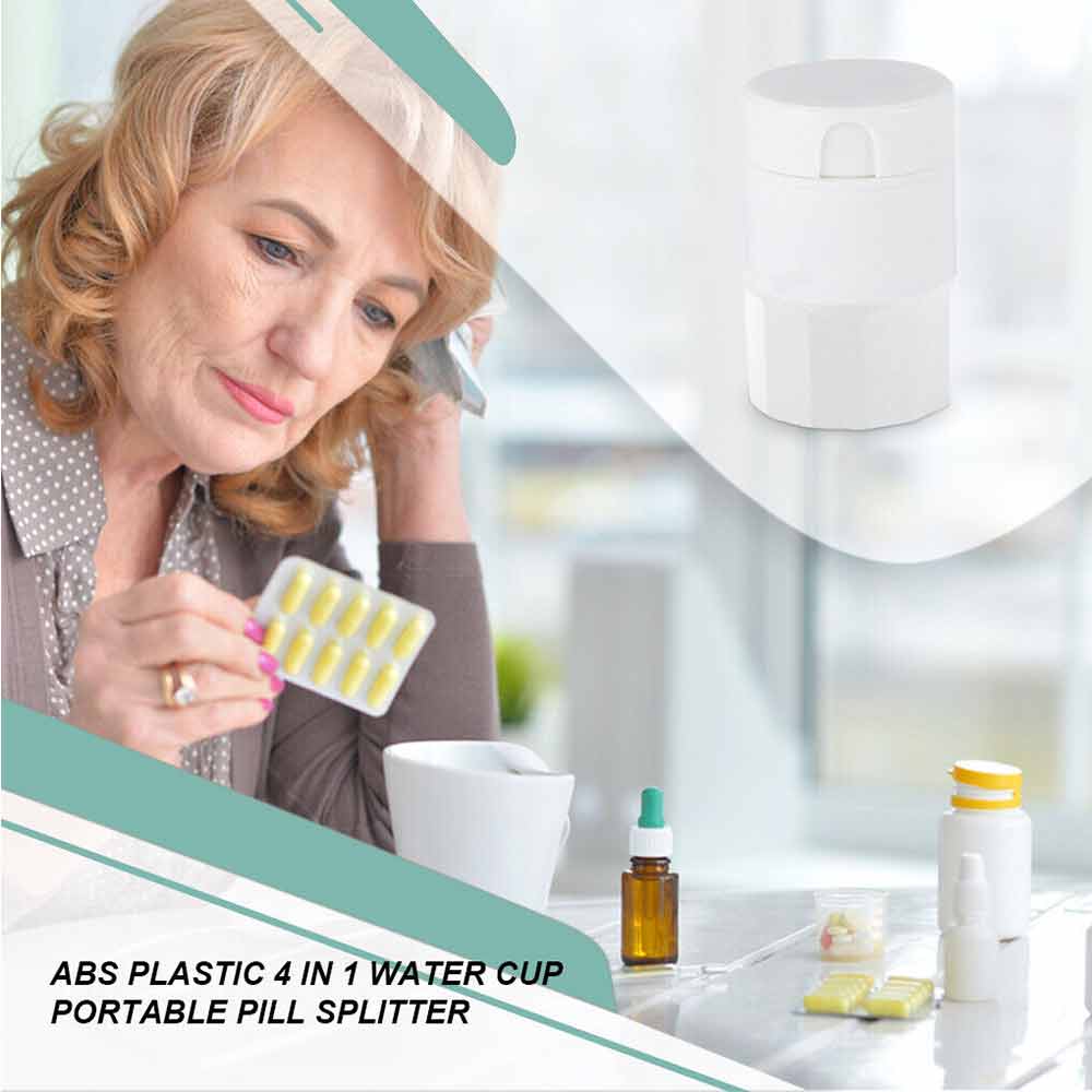Tablet Divider Cutter 4IN1 Pill Medicine Crusher Grinder Splitter Storage Box
