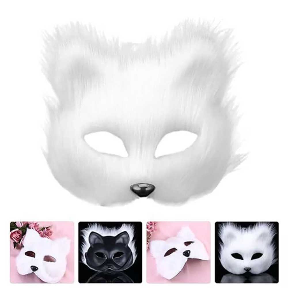 Furry Cat Fox Mask Christmas Party Cat Fox Cosplay Costume Mask Tail Paws Set