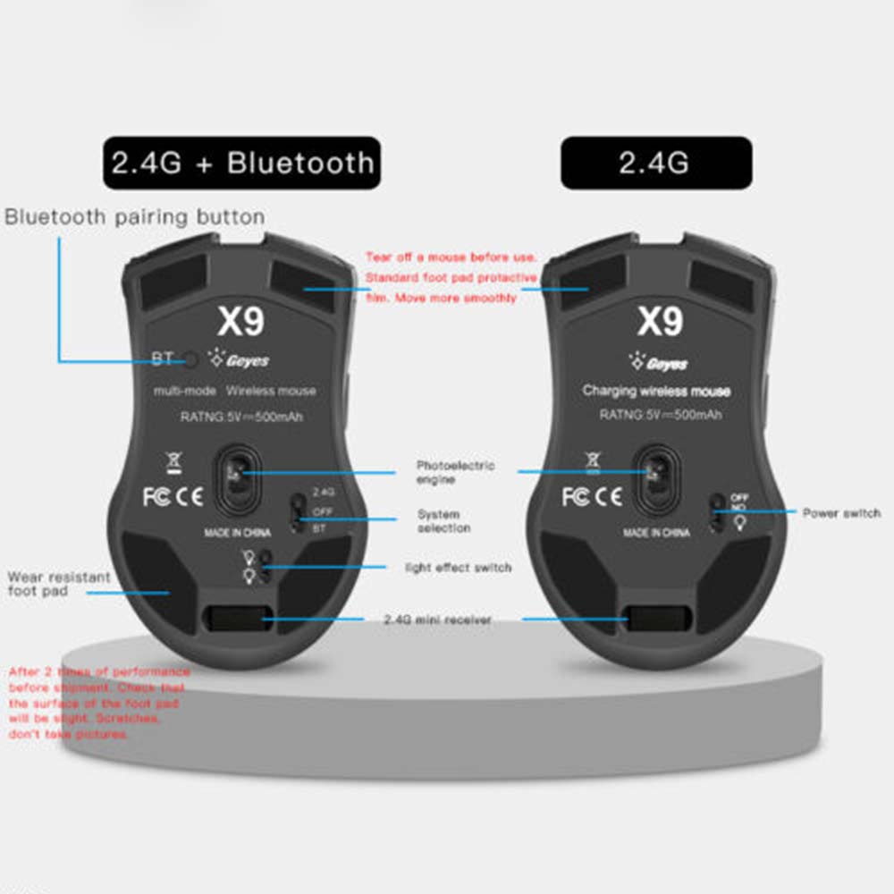 Single/Dual Model 2.4G Wireless Bluetooth Mouse Rechargeable Dual Mode Silent