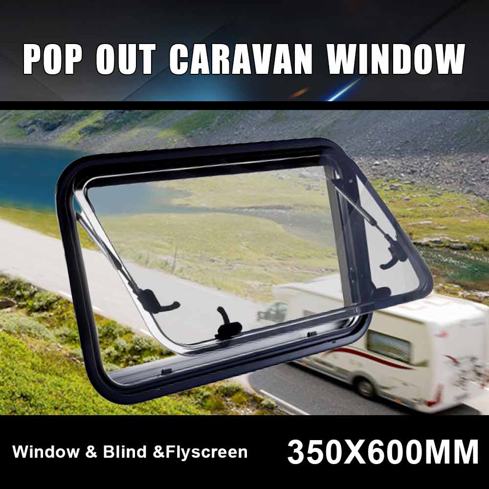RV Caravan Push Out Window Locking Handle – 350×600mm with Strut Attachment
