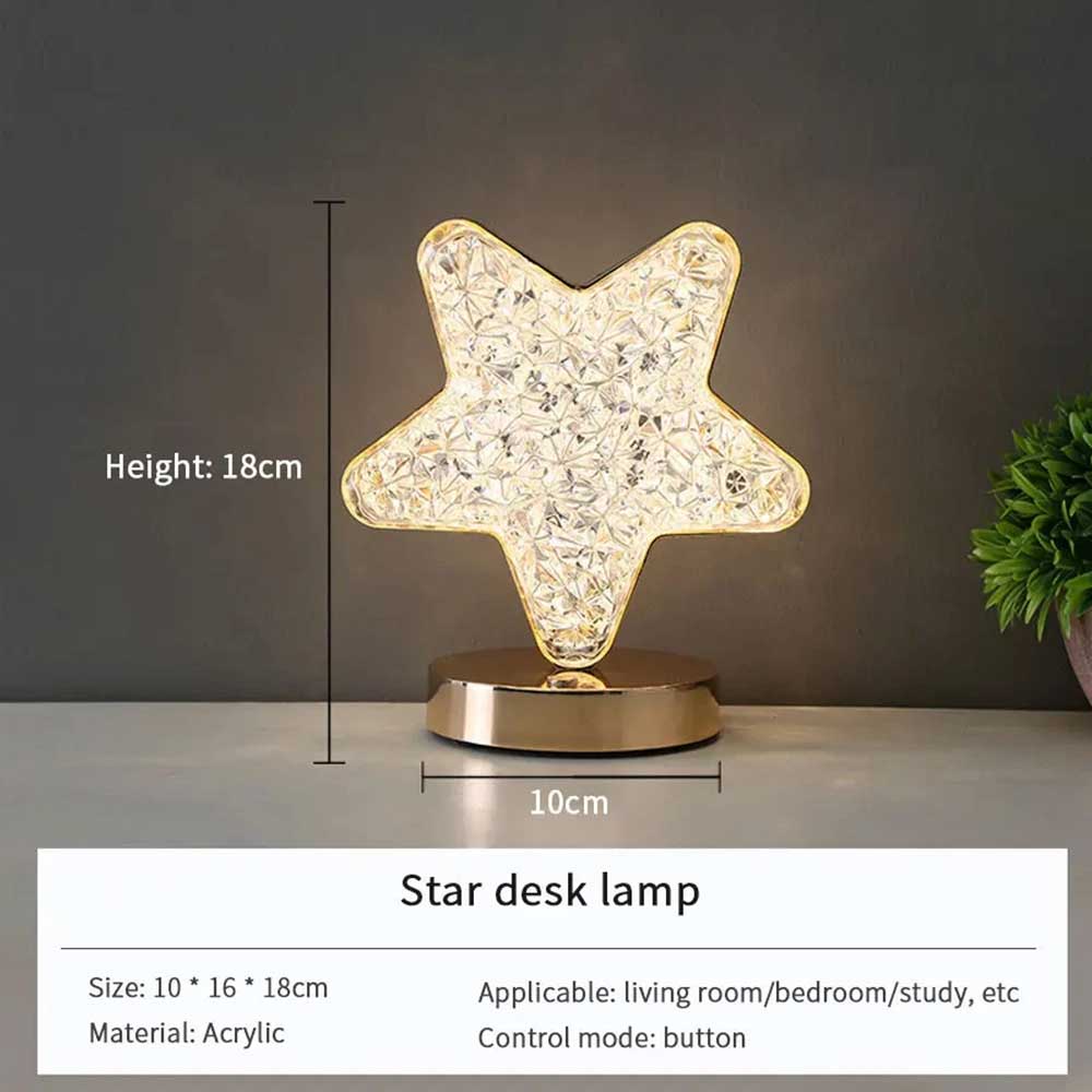 Crystal Touch Table Lamp – USB Rechargeable LED Night Light, Dimmable