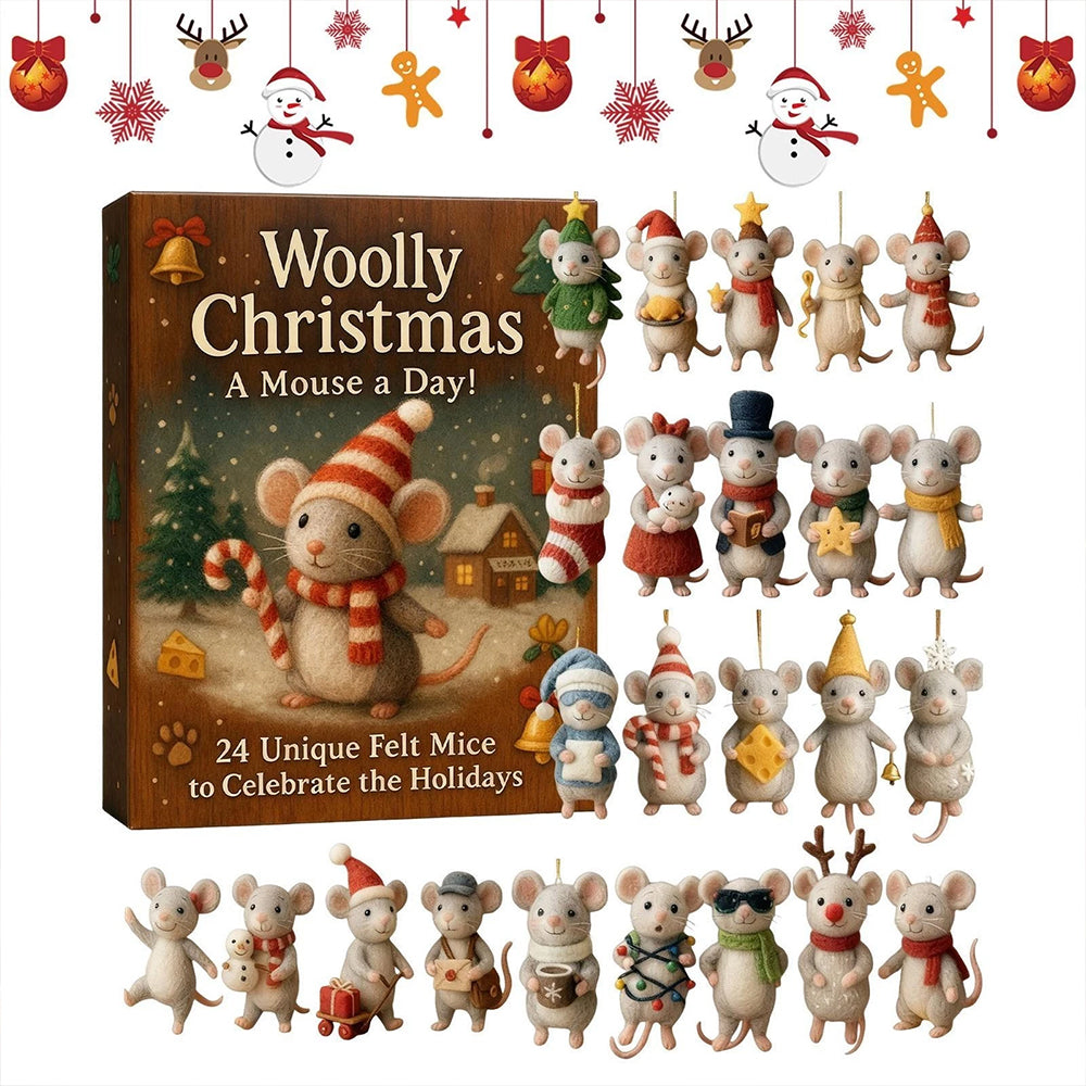2025 Christmas Mouse Advent Calendar - 2D Acrylic Winter Holiday Countdown Decor
