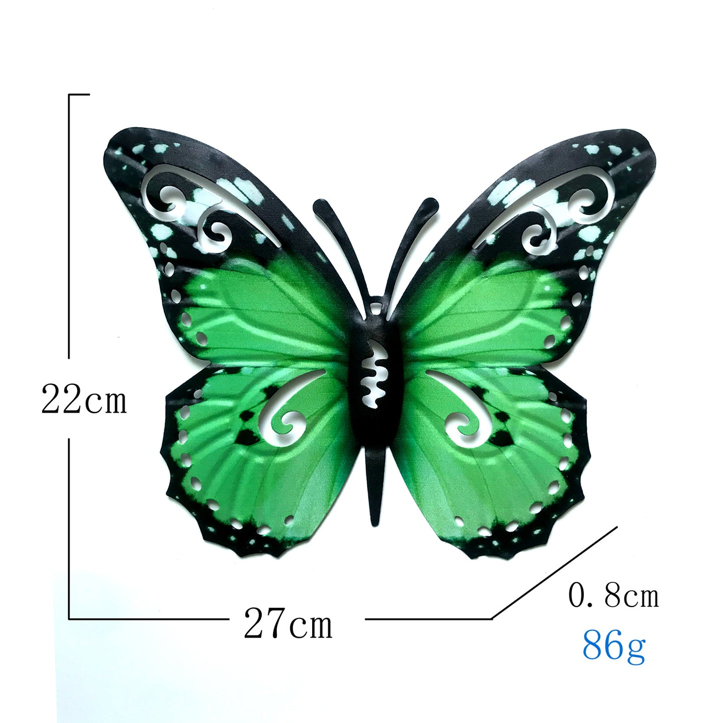 Metal Butterfly Wall Art Decor for Garden & Home, 22x27cm Ornament