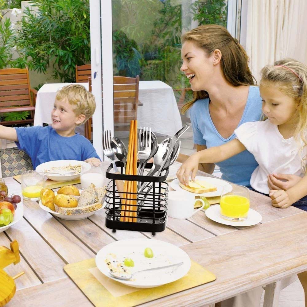 Stainless Steel Cutlery Holder - Kitchen Utensil Drainer Sink Caddy Stand 10.5cm