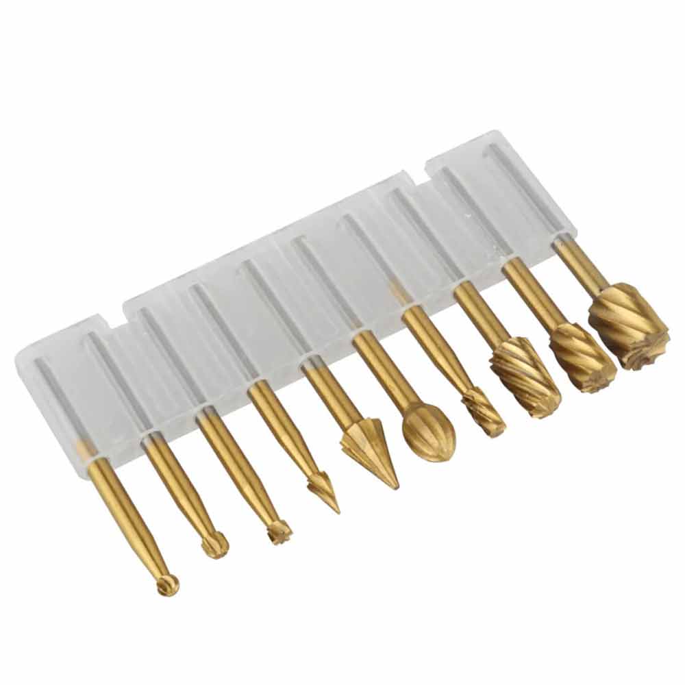 10Pcs HSS Routing Wood Carving Tools Rotary Drill File Router Bit For Dremel
