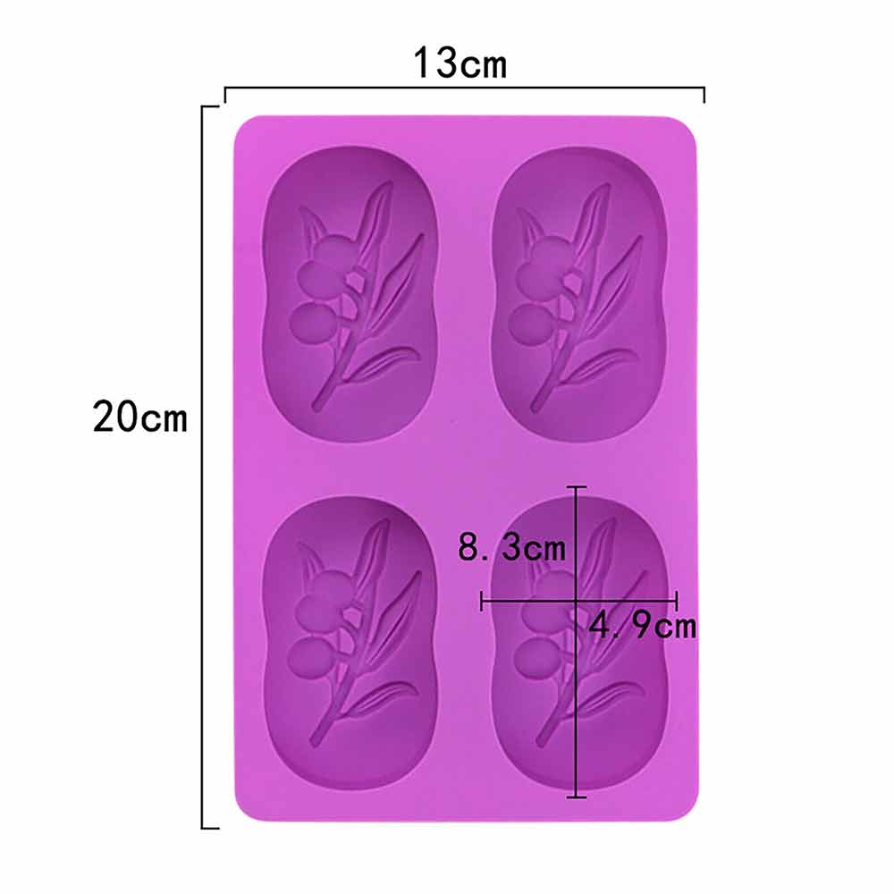 4 Cavity Craft Tools Olive Tree Shape Silicone Mould Handmade Cake Soap Mold AU