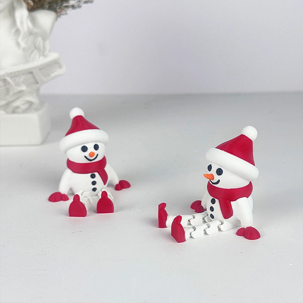 2Pack 3D Printed Snowman Decorations – Flexible Festive Tabletop Figures for Christmas & Home Decor
