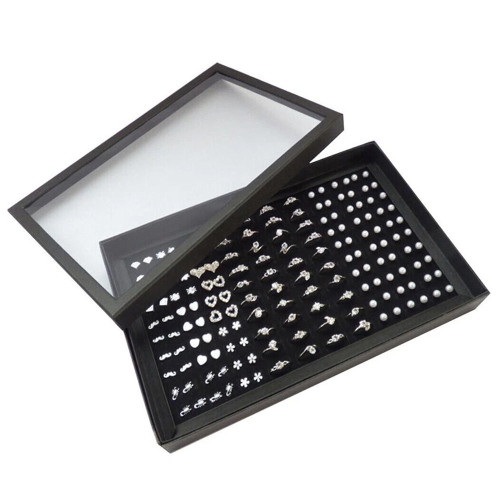 100-Slot Ring Storage Box – Jewellery Display Organiser Case Tray Holder