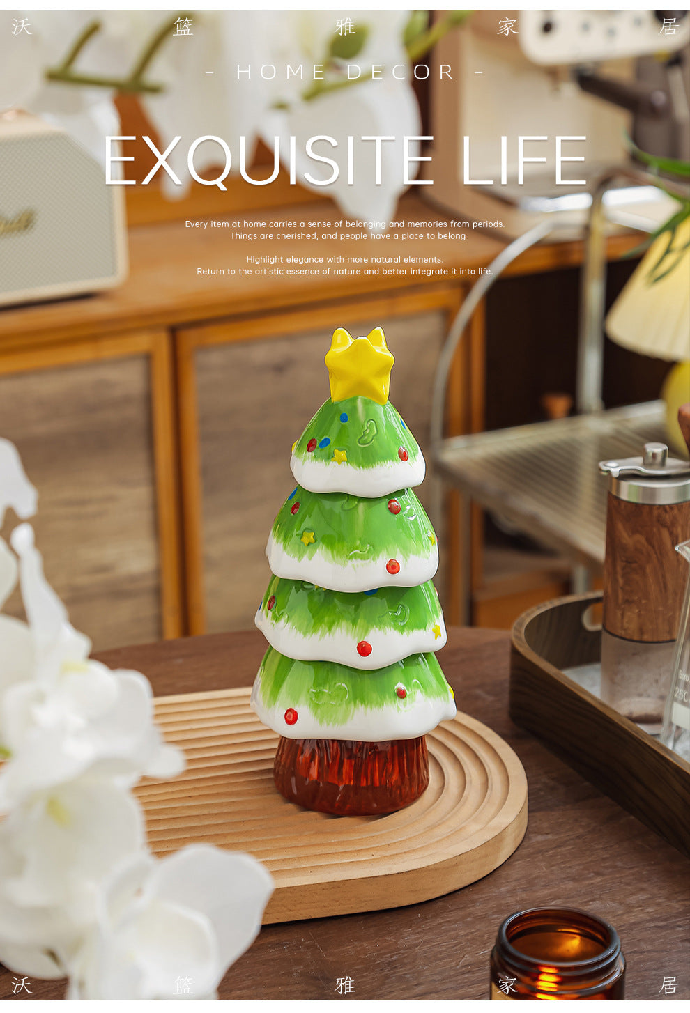Stackable Christmas Tree Cup Set – 5PCS Hand-Painted Ceramic Tea Cups Gift