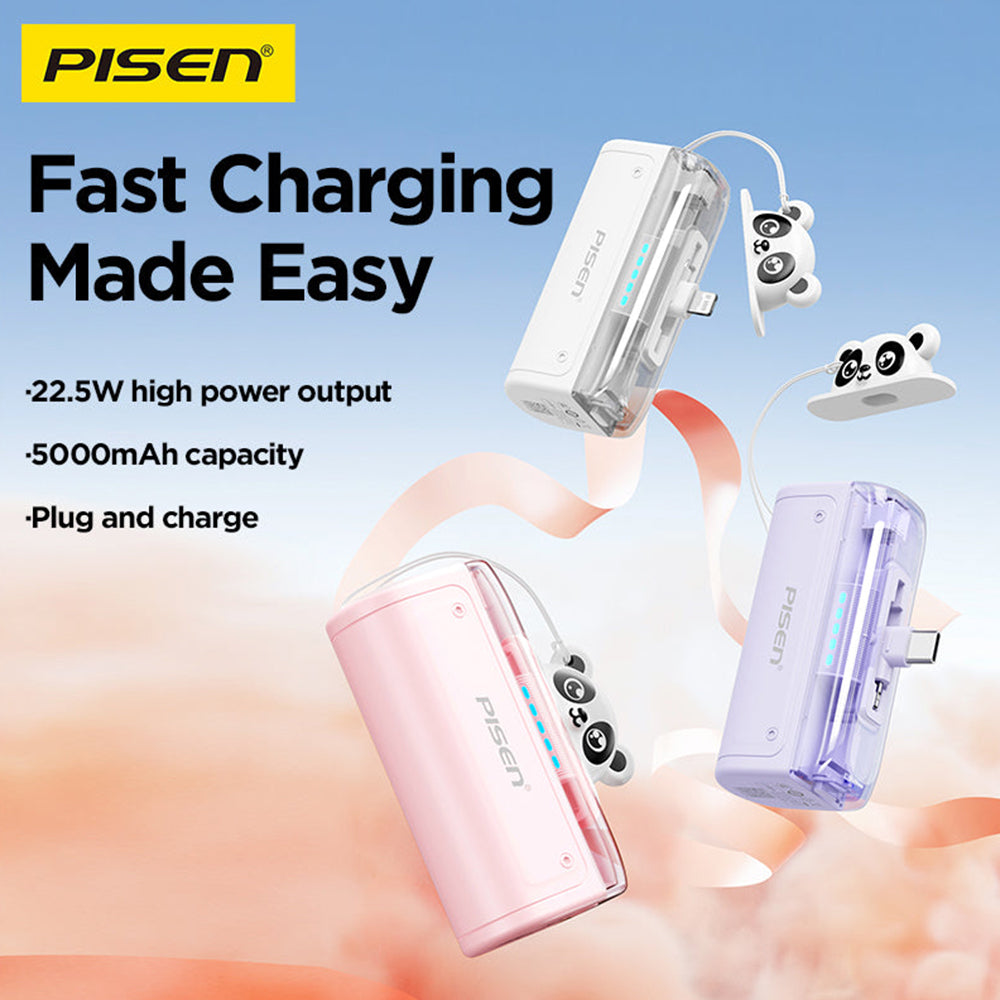 Pisen 22.5W Mini 5000mAh Cable-Free Power Bank – Tiny Fast Charger, CCC Certified
