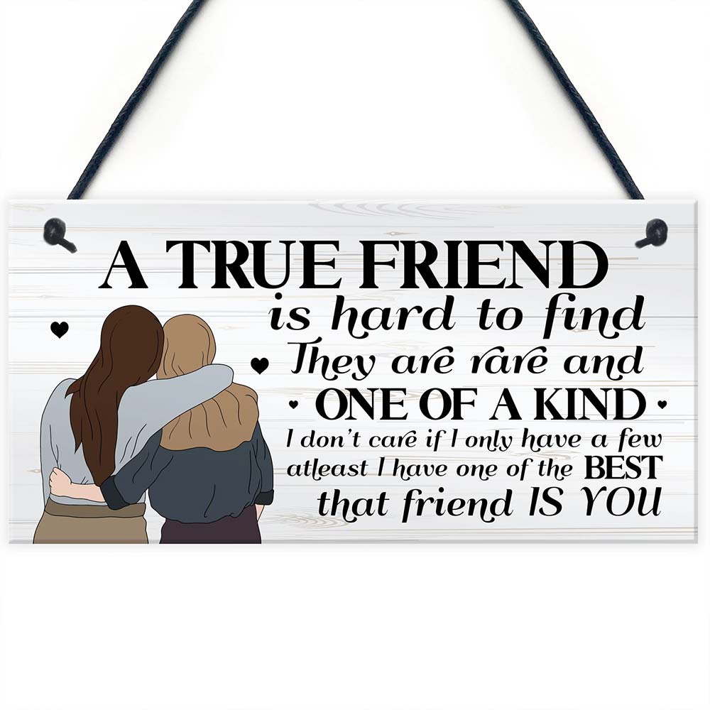 Wooden Friendship Gift for Best Friend – “True Friend” Wall Decor, Birthday & Christmas Gift for Her